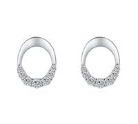 Beydodo Weißgold Ohrstecker Damen 585 Echtgold, Ohrringe Oval mit Diamant Ohrstecker Hochzeit Allergiefrei