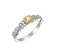Beydodo Weißgold Ringe Damen 375 Echtgold, Verlobungsringe Filigran mit Gelber Diamant 0.17ct und Diamant 0.09ct Trauringe Memoir Hochzeit Ring Frauen Gr.60 (19.1)