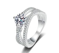 Beydodo Weißgold Ringe Damen 375 Echtgold, Verlobungsringe Infinity mit 1ct Diamant Trauringe Memoir Hochzeit Ring Frauen Große 62 (19.7)