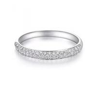 Beydodo Weißgold Ringe Damen 585 Echtgold, Verlobungsringe 2.5MM mit 0.25ct Diamant Bandring Trauringe Memoir Hochzeit Ring Frauen Größe 58 (18.5)