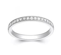 Beydodo Weißgold Ringe Damen 750 Echtgold, Verlobungsringe 2MM mit Diamant 0.45ct Bandring Trauringe Memoir Hochzeit Ring Frauen Gr.52 (16.6)