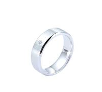 Beydodo Weißgold Ringe Herren 375 Echtgold, Verlobungsringe 6MM Matt mit Diamant 0.02ct Bandring Trauringe Memoir Hochzeit Ring Männer Gr.56 (17.8)