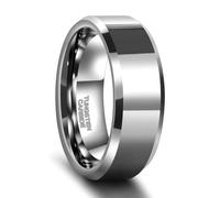 Beydodo Wolframcarbid Ringe Herren Verlobung Silber, Ehering Trauring Einzeln 6MM 8MM Hochglanzpoliert Bandring