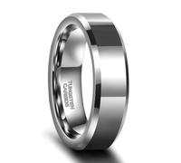 Beydodo Wolframcarbid Ringe Herren Verlobung Silber, Ehering Trauring Einzeln 6MM 8MM Hochglanzpoliert Bandring