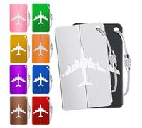 Beylce 10 Stück Kofferanhänger Flugreise, Aluminium Gepäckanhänger für Koffer mit Edelstahldrahtschlaufe und Wasserdichtem PVC Namensanhänger - 7,5 x 4,5cm