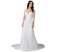 Beyonddress Damen Chiffon Brautkleider Hochzeitskleider Langarm Brautmode Brautkleider für Braut