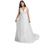 Beyonddress Damen Satin Meerjungfrau Brautkleider Hochzeitskleider Langarm Spitze Appliques Brautmode Brautkleider für Braut