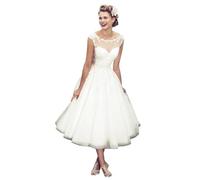 Beyonddress Frauen Satin Brautkleid für Braut Mit Bogen Hochzeit Mini Brautkleider Kurz Hochzeitskleider mit Lange Zug,Weiß 11,DE36