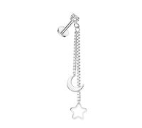 beyoutifulthings 1 Knorpel Ohr-Stecker Anhänger Stern Mond Silber Zirkonia Clear Piercing-s Chirurgenstahl Schraub-Verschluss Stern Mond 6-mm lang