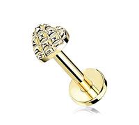 beyoutifulthings 1 Knorpel Ohr-Stecker Geprägtes Herz 8 mm Länge Gold Cartilage Labret Piercing-s Tragus Edelstahl Schraub-Verschluss