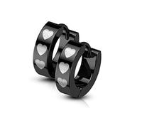 beyoutifulthings 1 Paar Damen Creolen 3 Herzen Ohr-Hänger Chirurgenstahl Ohr-ringe Ohr-stecker Ohringe Schwarz