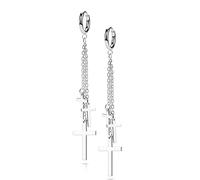 beyoutifulthings 1 Paar Damen Creolen Ohr-Hänger 3 Kreuze Ketten-Anhänger Ohr-ringe Ohr-stecker Ohringe Silber