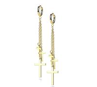 beyoutifulthings 1 Paar Damen Creolen Ohr-Hänger 3 Kreuze Ketten-Anhänger Ohr-ringe Ohr-stecker Ohringe Gold