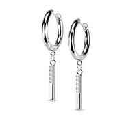 beyoutifulthings 1 Paar Damen Creolen Ohr-Hänger Anhänger 4 Zirkonia Clear Ohr-ringe Ohr-Stecker Ohringe Silber