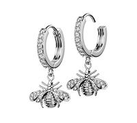 beyoutifulthings 1 Paar Damen Creolen Ohr-Hänger Anhänger Biene Pavé Zirkonia Clear Ohr-ringe Ohr-stecker Ohringe Silber