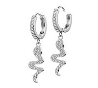 beyoutifulthings 1 Paar Damen Creolen Ohr-Hänger Anhänger Schlange Pavé Zirkonia Clear Ohr-ringe Ohr-stecker Ohringe Silber