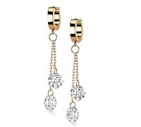 beyoutifulthings 1 Paar Damen Creolen Ohr-Hänger Ketten-Anhänger 2 runde Zirkonia Clear Ohr-ringe Ohr-stecker Ohringe Roségold