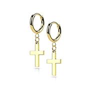 beyoutifulthings 1 Paar Damen Creolen Ohr-Hänger Kreuz-Anhänger Ohr-ringe Ohr-stecker Chirurgenstahl Ohringe Gold