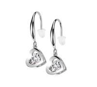 beyoutifulthings 1 Paar Damen Ohr-Hänger Silber Herz-Anhänger Zirkonia Clear Chirurgenstahl Ohr-ringe Ohringe Ohr-stecker