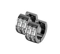 beyoutifulthings 1 Paar Damen Ohringe CREOLE 8 Zirkonia Clear Ohr-ringe Ohr-stecker Chirurgenstahl Schwarz 7mm