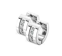 beyoutifulthings 1 Paar Damen Ohringe CREOLEN 4 Zirkonia Clear Ohr-ringe Ohr-stecker Chirurgenstahl Silber 7mm