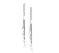 beyoutifulthings 1 Paar Damen Ohrringe Durchzieher Ketten-Anhänger Wort BITCH Ohr-ringe Ohr-stecker Ohring Chirurgenstahl Silber