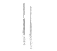 beyoutifulthings 1 Paar Damen Ohrringe Durchzieher Ketten-Anhänger Wort LOVE Ohr-ringe Ohr-stecker Ohring Chirurgenstahl Silber