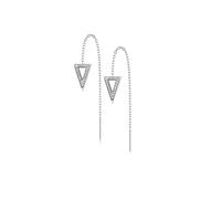 beyoutifulthings 1 Paar Damen Ohrringe Durchzieher Kristall Pavé Clear Dreieck-Anhänger Ohr-ringe Ohr-stecker Ohring Chirurgenstahl Silber
