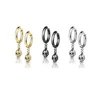 beyoutifulthings 3er Set Damen Creolen Ohr-Hänger Totenkopf-Anhänger Ohr-ringe Ohr-stecker Ohringe Silber Gold Schwarz