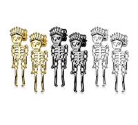 beyoutifulthings 3er Set Damen Ohringe Skelett Anhänger Ohr-stecker Ohr-ringe Silber Gold Schwarz