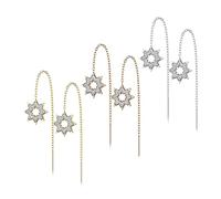 beyoutifulthings 3er Set Damen Ohrringe Durchzieher Kristall Pavé Clear Schneeflocke Anhänger Ohr-ringe Ohr-stecker Ohring Chirurgenstahl Silber Gold Roségold