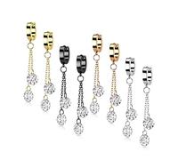 beyoutifulthings 4er Set Damen Creolen Ohr-Hänger Ketten-Anhänger 2 runde Zirkonia Clear Ohr-ringe Ohr-stecker Ohringe Silber Gold Schwarz Roségold