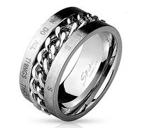 beyoutifulthings BIBELVERS Ketten-Detail Band-Ring Chirurgenstahl 316L Verlobungs-Ring Partner-Ring Trau-Ring Silber Schwarz Gold 47(15)-75(24)