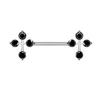 beyoutifulthings Brustwarzen-Piercing 2 ZIRKONIA KREUZE Brust-Piercing Nippel-Piercing Edelstahl Silber Roségold Gold Stab 1,6mm 14mm