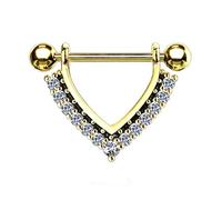 beyoutifulthings Brustwarzen-Piercing Enamel Zirkonia Kranz Brust-Piercing Nippel-Piercing Chirurgenstahl Gold Clear Stab 1,6/14mm