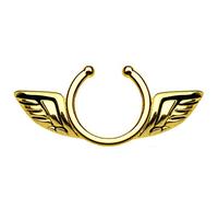 beyoutifulthings Brustwarzen-Piercing Fake Engels-FLÜGEL Brust-Piercing Clip ON Nippel-Piercing Ring Chirurgenstahl Gold