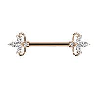 beyoutifulthings Brustwarzen-piercing Florales Design Zirkonia Silber Gold Roségold Brust-piercing Nippel-piercing Chirurgenstahl Stab 14-mm