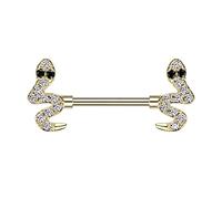 beyoutifulthings Brustwarzen-piercing Gold Schlange Zirkonia Clear Brust-piercing Nippel-piercing Chirurgenstahl Stab 14-mm