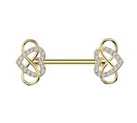 beyoutifulthings Brustwarzen-piercing Gold Zirkonia Herz Unendlichkeits-Schleife Clear Brust-piercing Nippel-piercing Chirurgenstahl Stab 12-mm