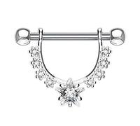 beyoutifulthings Brustwarzen-Piercing GROSSER Stern Intim-Piercing Brust-Piercing Edelstahl Silber Gold Roségold Clear Aqua Stab 1,6mm 12mm