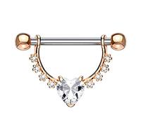 beyoutifulthings Brustwarzen-Piercing GROSSES Herz Intim-Piercing Brust-Piercing Edelstahl Silber Gold Roségold Clear Pink Stab 1,6mm 12mm