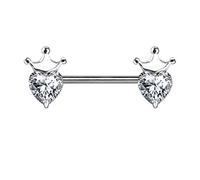 beyoutifulthings Brustwarzen-Piercing Herz-Krone Brust-Piercing Nippel-Piercing Chirurgenstahl Silber Gold Roségold Stab 1,6/14mm