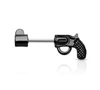beyoutifulthings Brustwarzen-Piercing Revolver Pistole Brust-Piercing Nippel-Piercing Chirurgenstahl Gold Schwarz Silber Stab 1,6/12mm