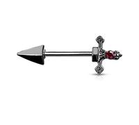 beyoutifulthings Brustwarzen-Piercing roter Kristall Dolch Brust-Piercing Nippel-Piercing Chirurgenstahl Silber Gold Schwarz Stab 1,6/14mm
