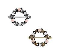 beyoutifulthings Brustwarzen-piercing SET Blumen-Kranz Silber Gold Brust-piercing Nippel-piercing Intim-piercing Chirurgenstahl Stab 18-mm