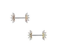 beyoutifulthings Brustwarzen-piercing Set Kristall-Fächer Zirkonia Clear Brust-piercing Nippel-piercing Chirurgenstahl Gold Roségold Stab 1,6/16mm