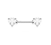 beyoutifulthings Brustwarzen-Piercing ZIRKONIA Herzen Brust-Piercing Intim-Piercing CHIRURGENSTAHL Silber Gold Roségold Stab 1,6mm 12/16mm