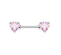beyoutifulthings Brustwarzen-Piercing ZIRKONIA Herzen Brust-Piercing Intim-Piercing CHIRURGENSTAHL Silber Gold Roségold Stab 1,6mm 12/16mm