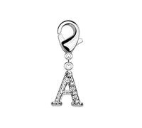 beyoutifulthings Damen Charm-Anhänger Buchstabe A Silber Zirkonia Clear Bettel-Armband Charm-träger Fuß-kettchen Hals-kette Chirurgenstahl