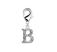 beyoutifulthings Damen Charm-Anhänger Buchstabe B Silber Zirkonia Clear Bettel-Armband Charm-träger Fuß-kettchen Hals-kette Chirurgenstahl